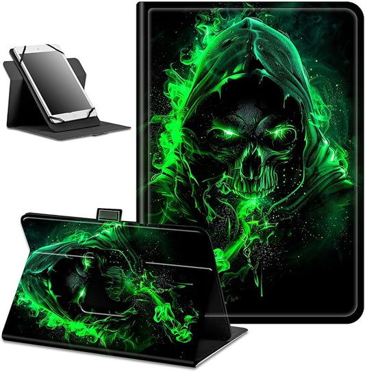 for Walmart Onn 10.4" Tablet Pro 2023 (Model:100110603) Case Dluggs 360 Degree Rotating Smart Protective Stand Cover for Walmart Onn 10.4 Inch Pro Tablet-Green Skull