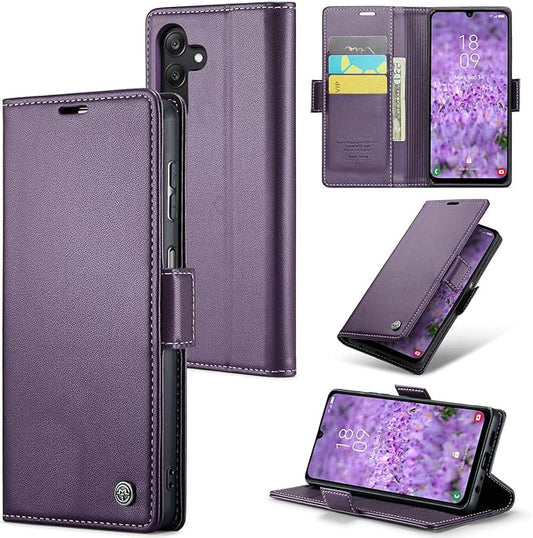 for Samsung Galaxy A25 5G Case, Premium PU Leather Wallet Case Flip Cover with [RFID Blocking][Card Holder][Stand Function] Shockproof Protective for Samsung Galaxy A25, Purple