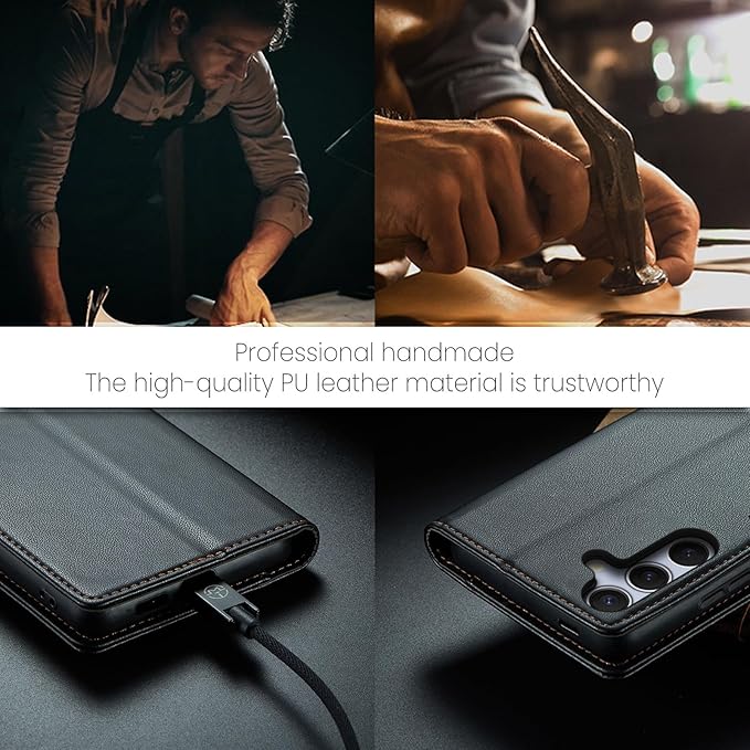 SINIANL for Samsung Galaxy S25 Wallet Case with RFID Blocking, S25 Case Wallet for Men Women with Card Holder Magnetic Clasp Kickstand Leather Book Folio Case for Galaxy S25 Black