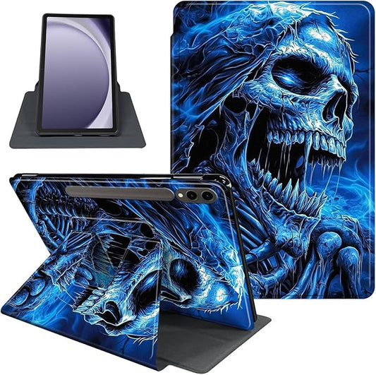 Case for Samsung Galaxy Tab S10 Ultra/Tab S9 Ultra 14.6-Inch, 360 Degree Rotating Folio Stand Smart Cover for Galaxy Tab S10 Ultra/ S9 Ultra 14.6'', Auto Sleep/Wake, Blue Skeleton