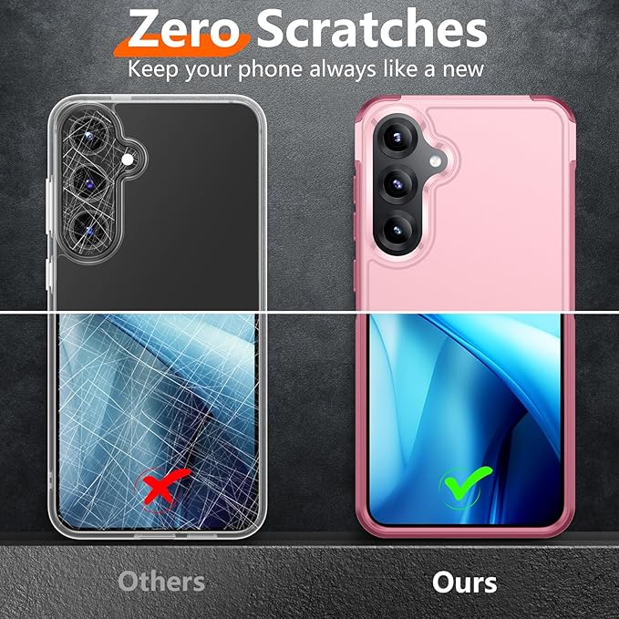 Red2Fire for Samsung Galaxy S25 Case, [Military Grade Drop Protection] Heavy Duty Full Body Shockproof Protection Non-Slip Phone Case for S25 Case 6.2 inch,Pink