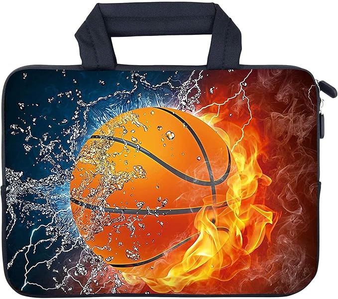 Laptop Sleeve Case 11.6" 12.1 Inch Neoprene Laptop Sleeve/Notebook Computer Pocket Case/Chromebook Case/Tablet Briefcase Carrying Bag Compatible For Men， Women ，boys， girls (Fire basketball)