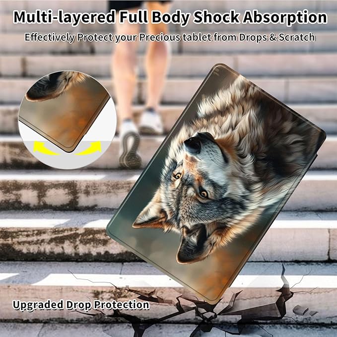 Case for Samsung Galaxy Tab A9+/A9 Plus 11 Inch 2023 Tablet Case, 360 Degree Rotating Folio Stand Smart Cover for Galaxy Tab A9+ Tablet SM-X210/X216/X218, Auto Sleep/Wake, Wolf 4