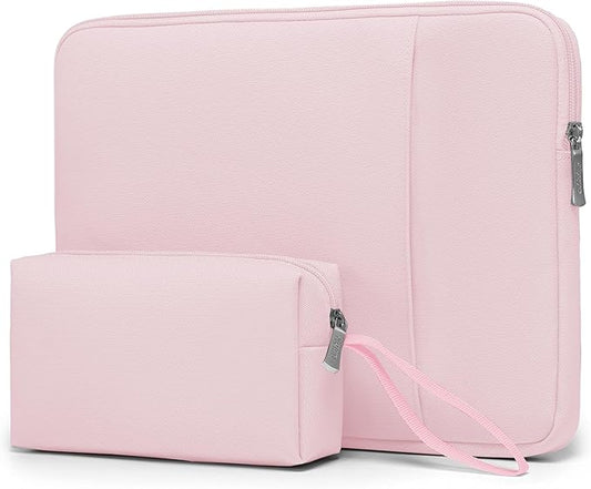 HYZUO 13.3-14 Inch Laptop Sleeve Bag Set for MacBook Pro 14 M4/M3/M2/M1, MacBook Air/Pro 13.3, 13.5"/13.8" Surface Book/Laptop, Notebook Case for 13.3" HP Dell Lenovo Asus Acer, Pale Pink