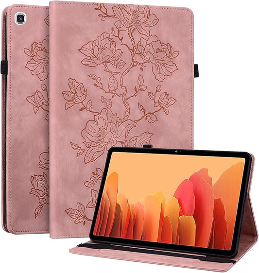 Case for Samsung Galaxy Tab A7 10.4 Inch 2022 2020 (SM-T500/T505/T507), Slim PU Leather Folio Cover with Multi-Angle Stand and Pen Holder, Pink