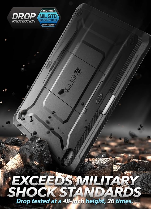 SUPCASE for iPad 11th Gen A16 Chip 11 Inch 2025 Case with Screen Protector (Unicorn Beetle Pro), [Built-in Stand & Pencil Holder] Heavy Duty Protective Cover for iPad 10th Gen 10.9 Inch 2022, Black