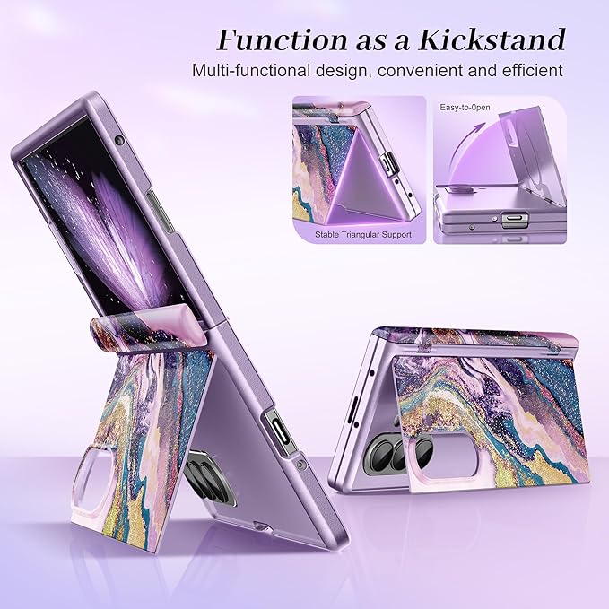 GVIEWIN for Samsung Galaxy Z Fold 7 Case Built-in HD Screen Protector [Compatible with Magsafe][Hidden Kickstand] Magnetic Full-Body Hinge Protection Slim Phone Case for Z Fold 7, Dreamland River