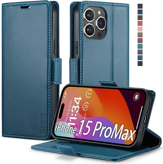 japezo iPhone 15 Pro Max 5G Wallet Case with [RFID Blocking],Card Holder Kickstand Magnetic,Leather Flip Case Wallet for iPhone 15 Pro Max 5G 6.7 Inch (Fashion Blue)