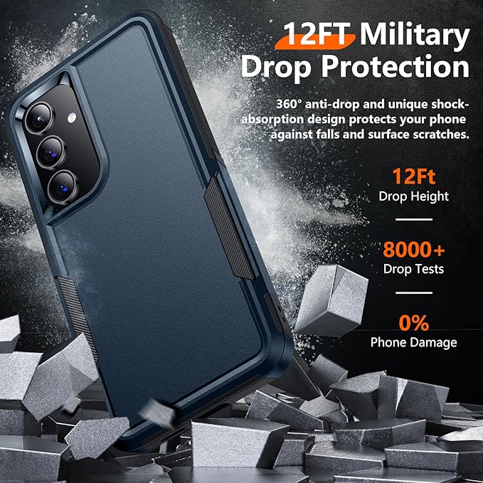 Red2Fire for Samsung Galaxy S24 Case, [Military Grade Drop Protection] Non-Slip Heavy Duty Full Body Shockproof Protection Phone Case for S24 Case 6.2 inch, Seablue