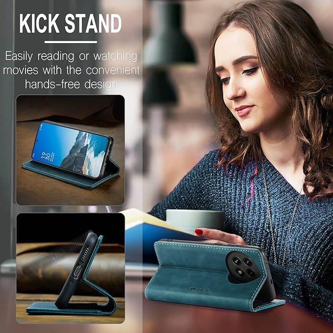 for OnePlus 13 Case, Flip Wallet Leather Case with Card Holder Magnetic Closure Shockproof Kickstand Protective Phone Cases Cover for OnePlus 13, Blue-Green