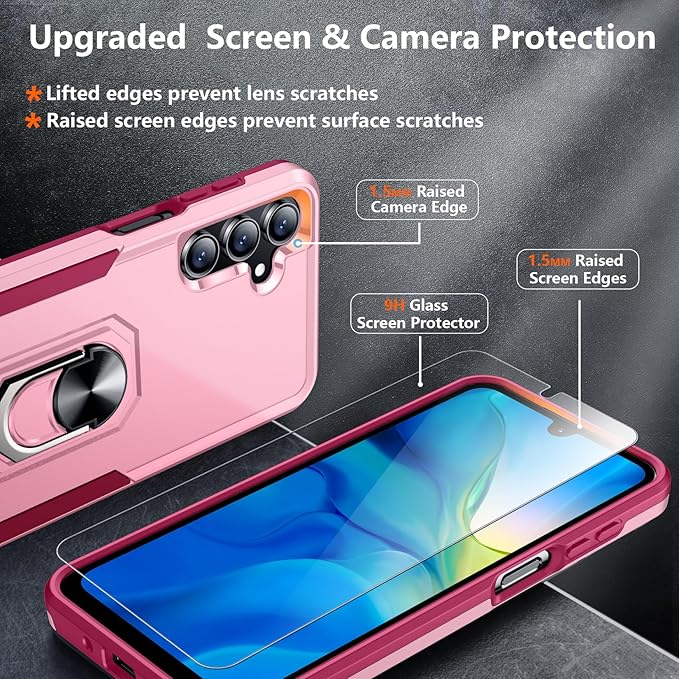 Red2Fire Designed for Samsung Galaxy A16 Case, [Built-in Invisible Stand][Military Grade Shockproof] Non-Slip Heavy Duty Full Body Shockproof Protection Phone Case Galaxy A16 5G Case,Pink
