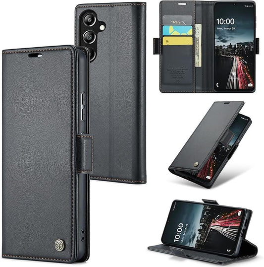 for Samsung Galaxy A16 5G/4G Case, Premium PU Leather Wallet Case Flip Cover with [RFID Blocking][Card Holder][Stand Function] Shockproof Protective for Samsung Galaxy A16, Black