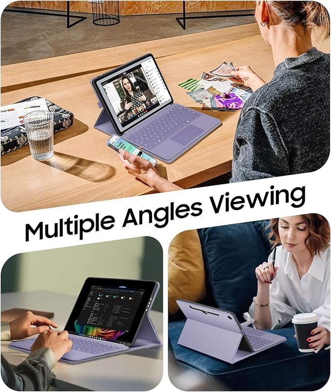 Fintie Protective Case for Microsoft Surface Pro 12 Inch (2025), Multi-Angle Viewing Portfolio Business TPU Back Cover with Pocket & Stylus Holder, Compatible with Type Cover Keyboard (Lilac Purple)