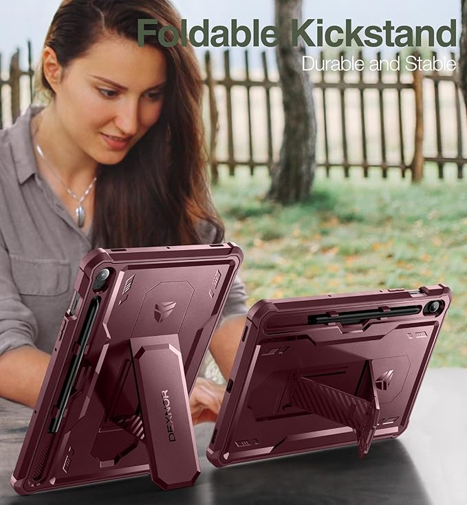 Dexnor Case for Samsung Galaxy Tab S10 Lite /S10 FE/S9 FE 10.9 Inch(2025/2023), [Built in Screen Protector & Kickstand] with Pen Holder Heavy Duty Full Body Cover for S9 FE 5G Tablet Case (Red)