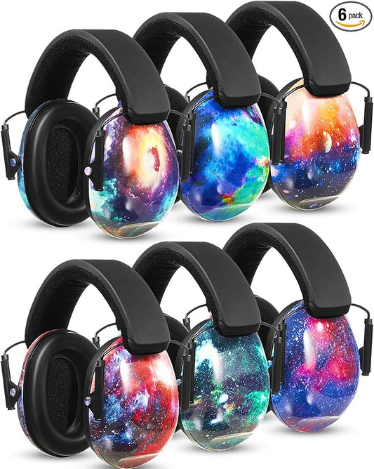 Amylove 6 Pcs Kids Noise Cancelling Headphones 27db Adjustable Earmuffs for Autism Sensory Toddler Children(Starry Color)