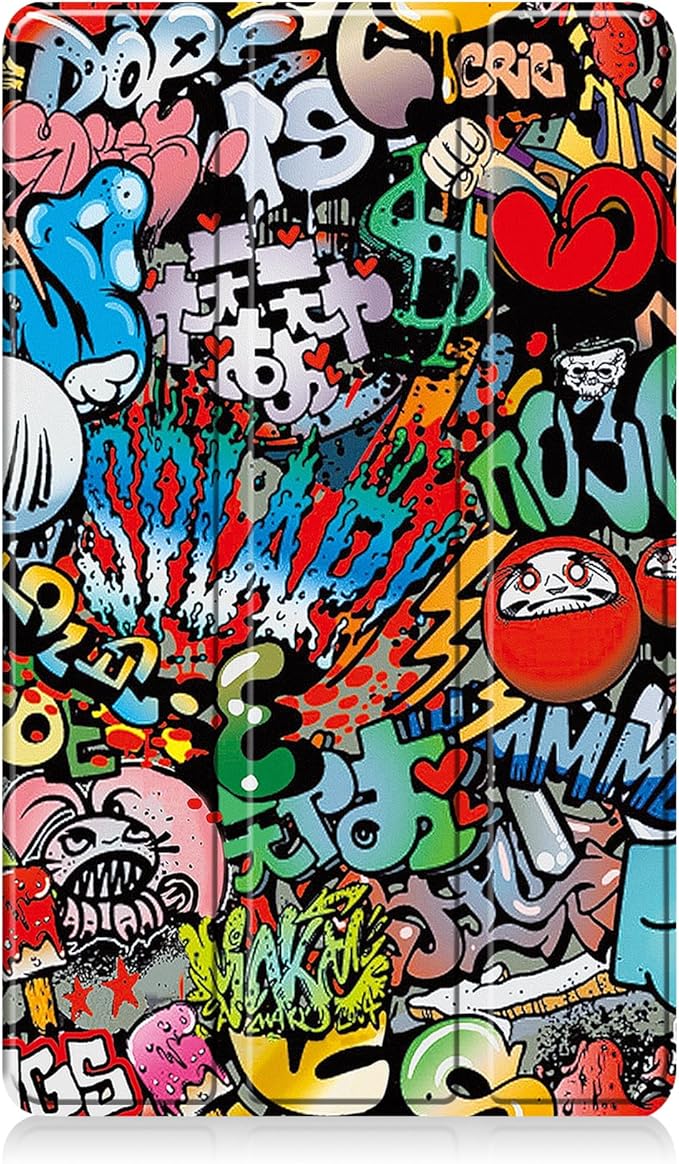 Case for Lenovo Tab One 8.7'' / Tab K9 Case, Folding Folio Ultra-Thin PU Leather Stand Case Cover with Auto Wake/Sleep for Lenovo Tab K9 8.7 Inch Graffiti