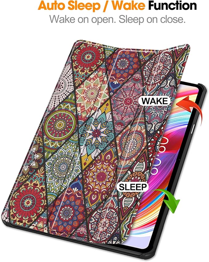 Portable Electronic Device Cover for TECLAST T50 11.0 inch Tablet, Ultra-Thin PU Leather Stand Case, Multi-Angle Viewing, Corner Protection, Mandala