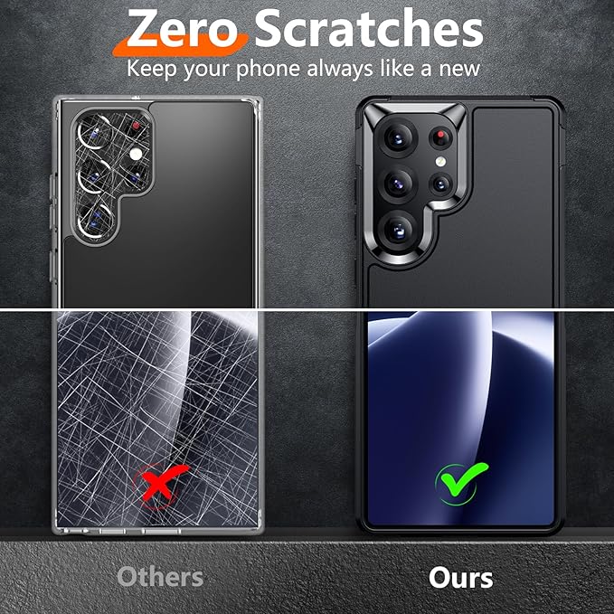 Red2Fire for Samsung Galaxy S25 Ultra Case, [Military Grade Drop Protection] Heavy Duty Full Body Shockproof Protection Non-Slip Phone Case for S25 Ultra Case 6.9 inch Black