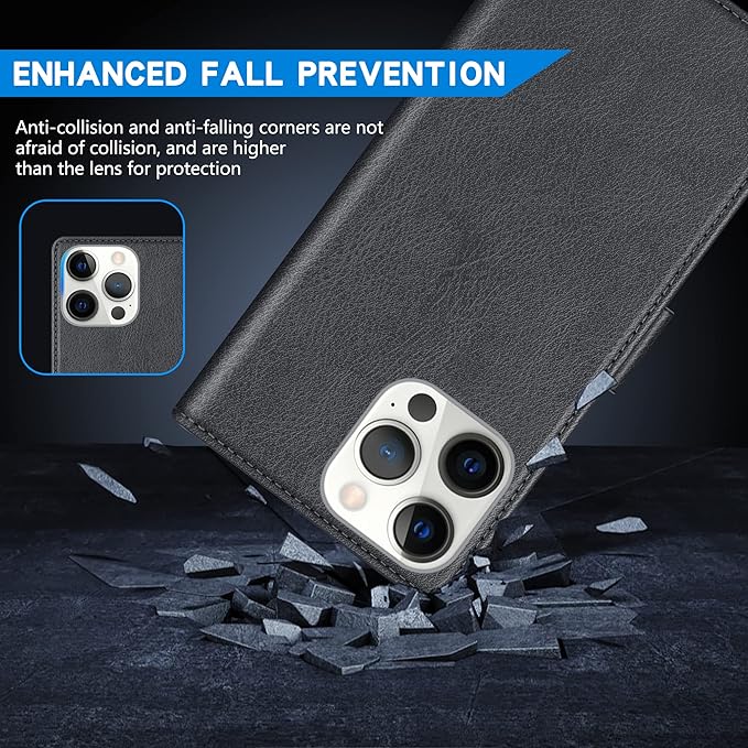 ZZXX for iPhone 14 Pro Max Wallet Case with [RFID Blocking] Card Slot Kickstand Magnetic Closure Leather Flip Fold Protective Phone Case for iPhone 14 Pro Max Case Wallet(Grey-6.7 inch)