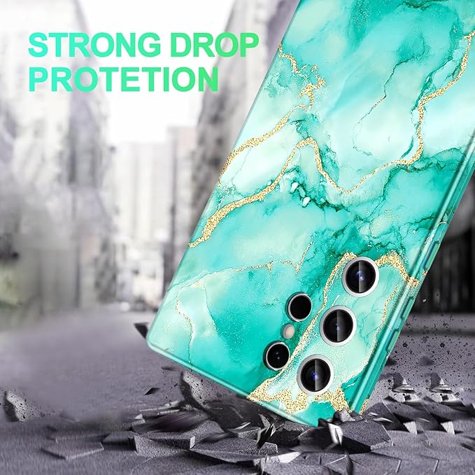 Casetego for Galaxy S24 Ultra Case,Compatible with MagSafe,[Military Grade Drop Test] Full Body Protection Slim Shockproof Rugged Marble Women Case for Samsung Galaxy S24 Ultra 6.8 inch,Turquoise