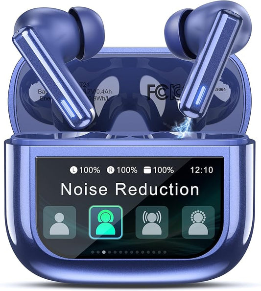 Wireless Earbuds Bluetooth Headphones, Ear Buds with Touch Screen, ANC ENC Noise Cancelling Transparency Mode, 40H Stereo Deep Bass, IPX7 Waterproof, Clear Calls, 5 EQ for iOS Android (Dark Blue)