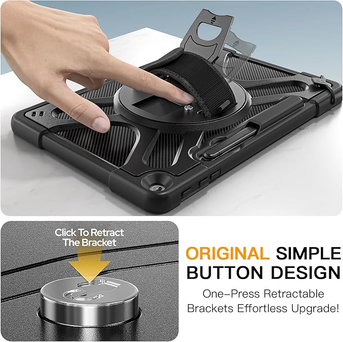 ZenRich Rugged Case for Microsoft Surface Pro 12 (2025) – Heavy Duty Shockproof Protective Case with 360° Rotating Kickstand, Hand & Shoulder Strap, Business Friendly, Type Cover Keyboard Compatible