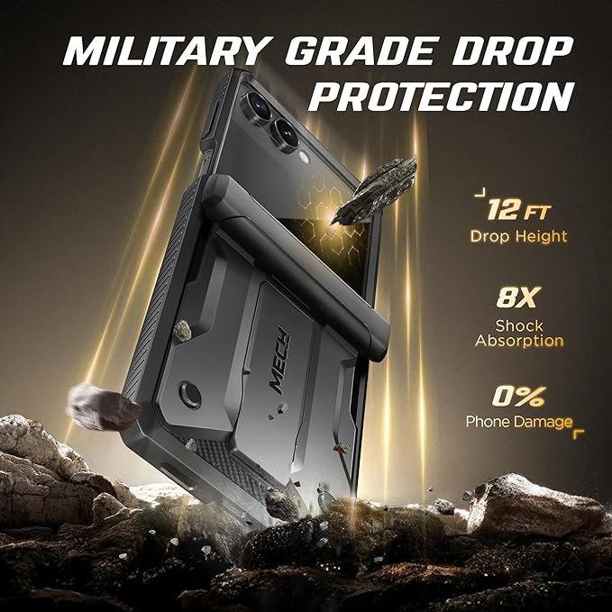 TONGATE for Z Flip 7 Case with Privacy Screen Protector, [Stand & Belt-Clip] [Hinge Protection] [Anti-Slip], Full-Body Military Grade Protective Phone Case for Samsung Galaxy Z Flip 7 5g 2025, Black