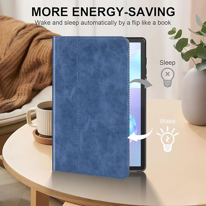 for Samsung Galaxy Tab S6 10.5 inch Case 2019 Model(SM-T860/T865/T867) Genuine Leather Cover Protective Shell,Auto Wake/Sleep.Blue