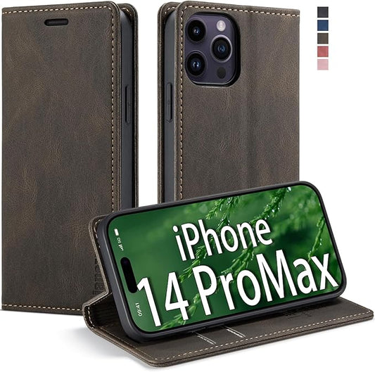 japezop iPhone 14 Pro Max Wallet Case with [RFID Blocking] Card Holder Kickstand Magnetic,Leather Flip Case Wallet for iPhone 14 Pro Max 5G 6.7 Inch (Coffee)