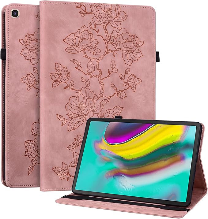 Case for Samsung Galaxy Tab S5e 10.5 2019 Model SM-T720/T725/T727, Slim PU Leather Folio Cover with Multi-Angle Stand and Pen Holder, Pink