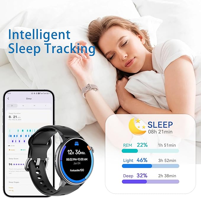 KPEP GPS Running Watches for Men Women, 1.43'' AMOLED/2 Straps/3ATM Waterproof Sports Watch, Compass, Barometer, Altimeter, 24/7 Stress/SpO2/Heart Rate Monitor, Sleep Tracker, Fitness Tracker, Black