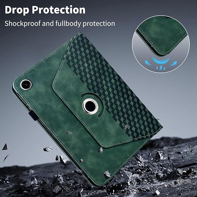 Case for Samsung Galaxy Tab A9 Plus 11" 2023 (SM-X210/X216/X218),360 Degree Rotating PU Leather Folio Protective Case with Auto Sleep/Wake,Card Holder&Shoulder Strap for Woman Man,Green
