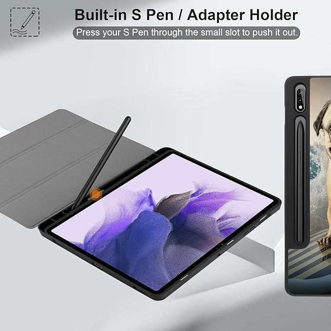 Case for Samsung Galaxy Tab S8 2022 & S7 2020, Shockproof Tablet Case for Samsung Tab S8/S7 11 inch with Auto Sleep/Wake & Trifold Stand & Soft TPU Back Cover, Dog Surfing