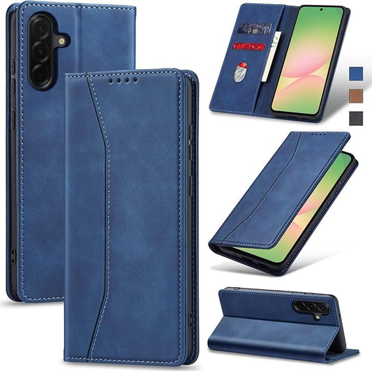 Jasonyu Flip Wallet Case for Samsung Galaxy A56 5G,Leather Magnetic Folio Cover with Card Holder,Kickstand - TPU Shockproof Durable Protective Phone Case,Blue