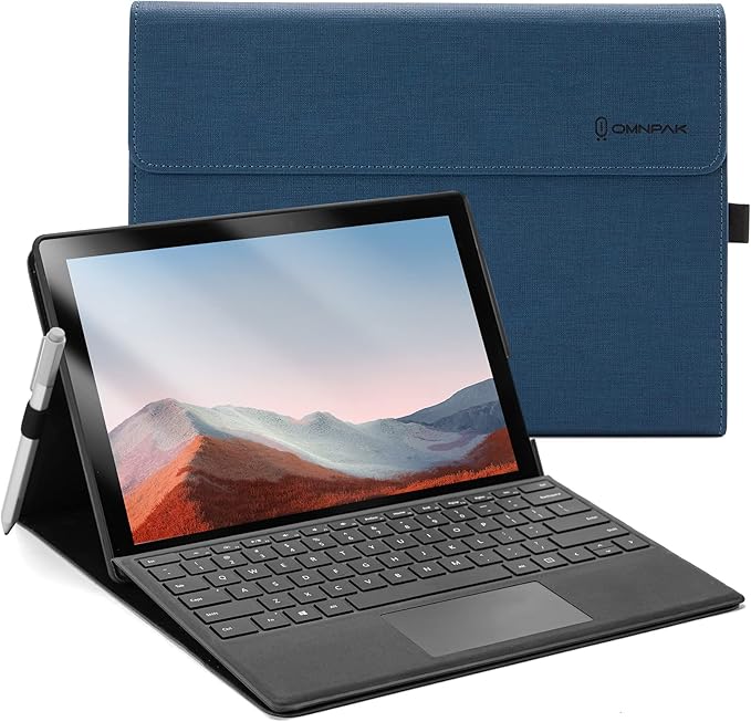 Omnpak Case for Microsoft Surface Pro 7 Plus /7/6 /5/4 with Stylus Holder, Multiple Angle Polyester Slim Lightweight Cover, Compatible with Type Cover Keyboard (Not Include Keyboard)