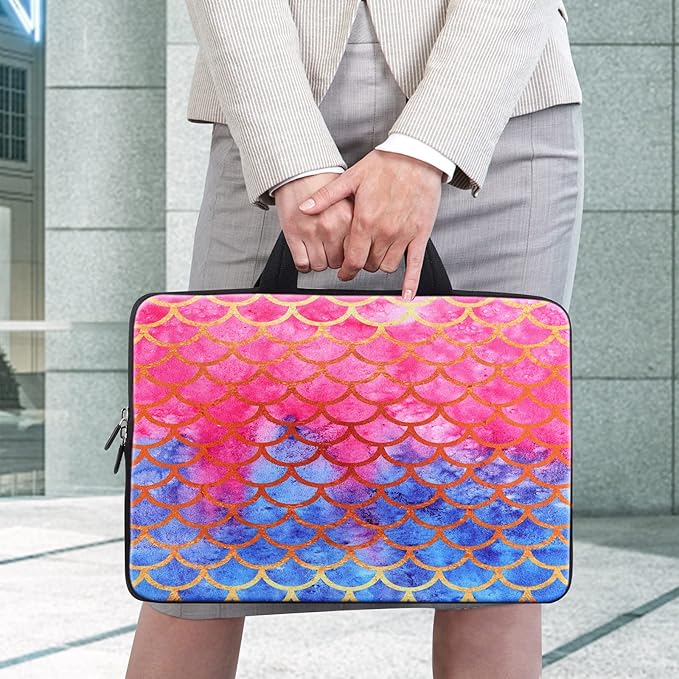 ICOLOR 11 11.6 12 12.1 12.5 inch Laptop Carrying Bag Chromebook Case Notebook Ultrabook Bag Tablet Cover Neoprene Laptop Sleeve case chromebook Sleeve with Handle Kids Girls Mermaid