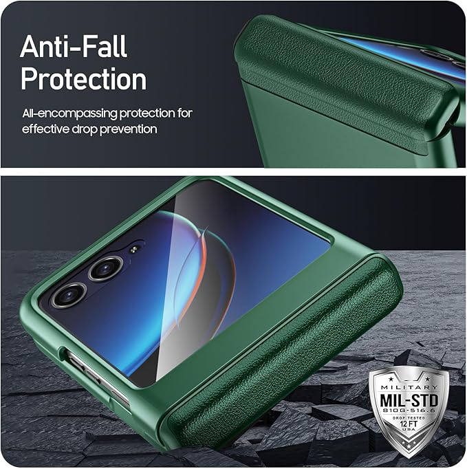 for Motorola Razr Plus 2023 Case, Built-in Screen Protector & Hinge Protection & Ultra Thin Matte PC Shockproof Phone Cover Smartphone Case for Moto Razr Plus 2023 (Green)
