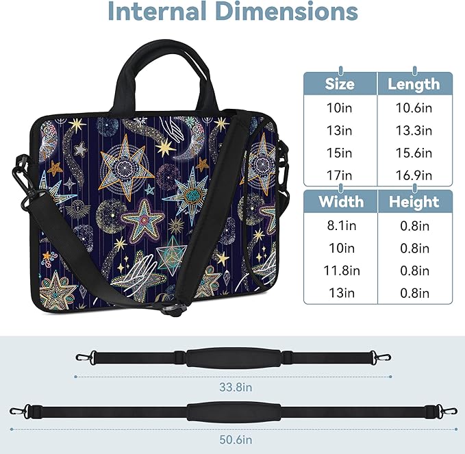 RICHEN 14 15 15.4 15.6 inch Laptop Shoulder Bag Messenger Bag Notebook Handle Sleeve Neoprene Carrying Case with Accessories Pocket (14-15.6 inch, Stars)