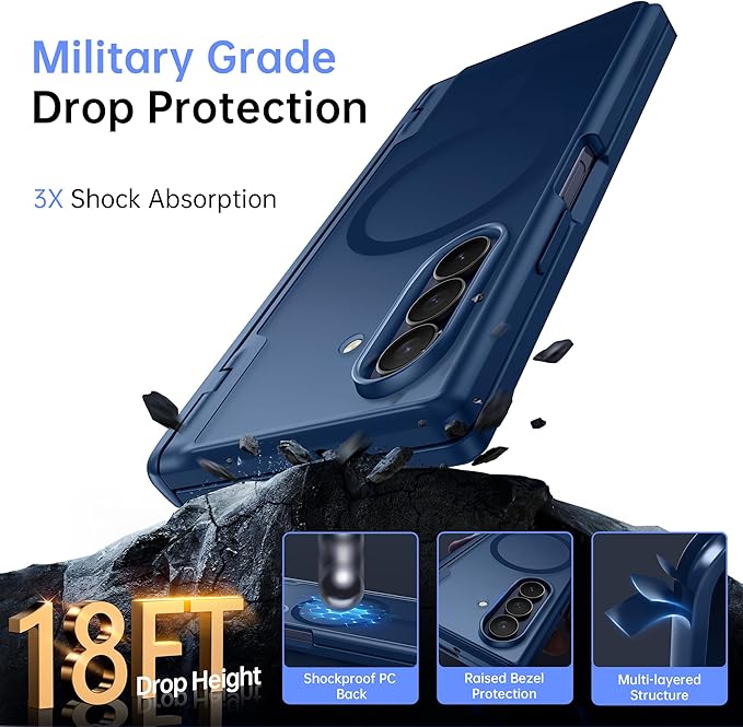 MOBOSI Magnetic for Z Fold 7 Case with Privacy Screen Protector, Compatible with Magsafe, Full-Body Slim Coverage Hinge Protection, Shockproof Phone Cover for Samsung Galaxy Z Fold7, Blue Shadow