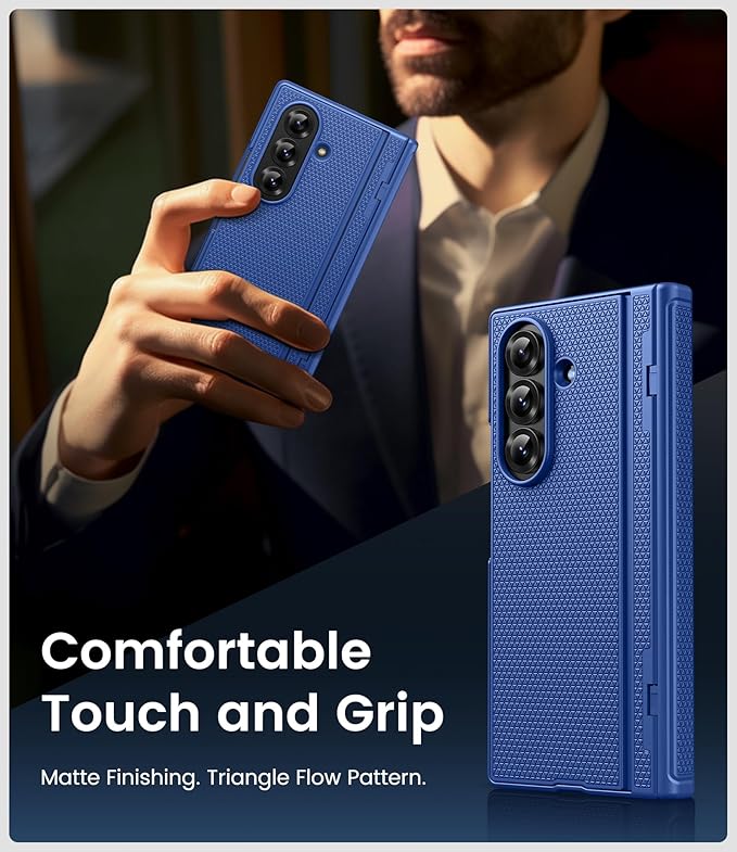 for Samsung Galaxy Z Fold 7 Case with Stand, Front Screen Protector, Hinge Protection, Slim & Rugged, Full Body Hard Cover, Daily Drop Protective Case for Samsung Z Fold 7 5g 2025, Royal Blue