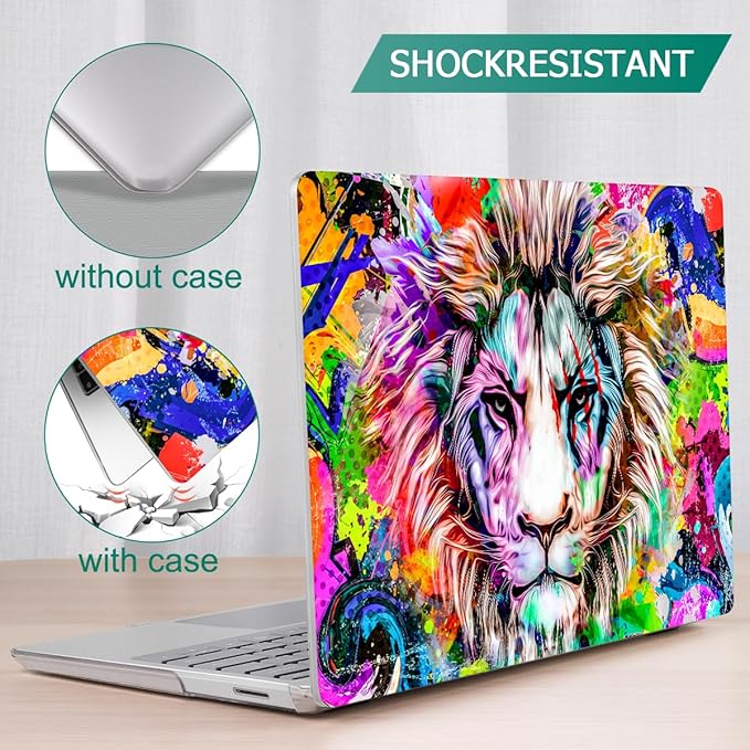 Tuiklol Case for 12.4 Inch Microsoft Surface Laptop Go 3/2 / 1 2023-2020 Releases, Plastic Hard Shell Case with Screen Protector and Keyborad Cover +Dust Plugs Model 2013/1943,Lion