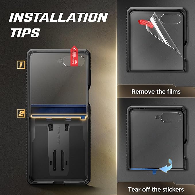 TONGATE for Z Flip 7 Case with Privacy Screen Protector, [Stand & Belt-Clip] [Hinge Protection] [Anti-Slip], Full-Body Military Grade Protective Phone Case for Samsung Galaxy Z Flip 7 5g 2025, Blue