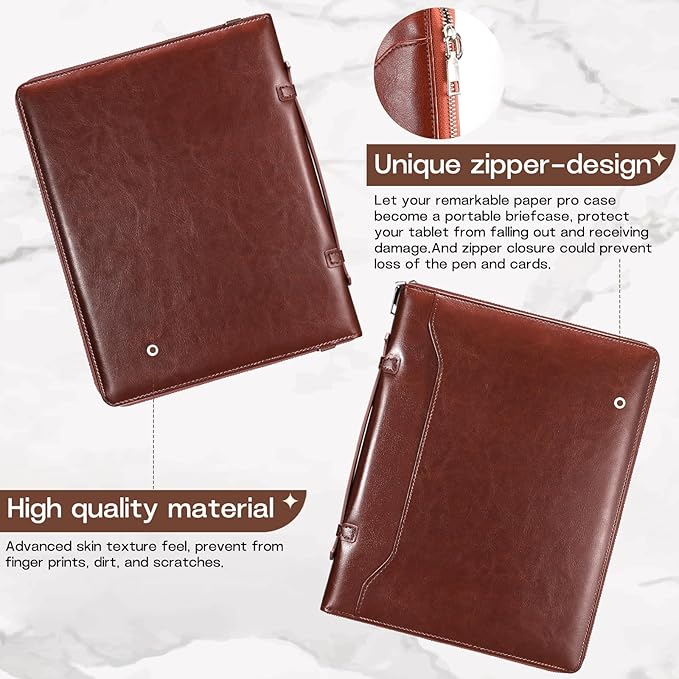 E NET-CASE 9.6-11 Inch Universal Tablet Case with Tri-Angle Adjustable Stand (Vertical/Horizontal), Detachable Shoulder Strap & Document Card Pocket, Premium PU Leather(Brown)