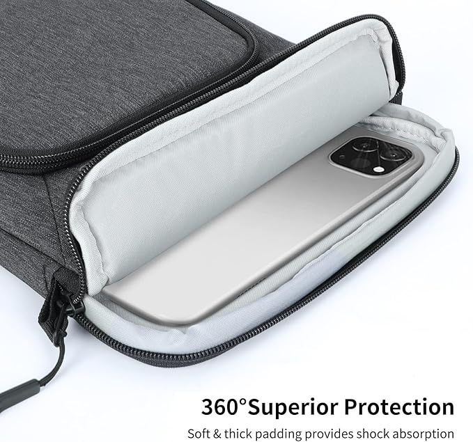 12.9 Inch Tablet Sleeve, Compatible with iPad Pro 12.9 (6th–3rd Gen, M4/M2/M1) with Magic Keyboard, Smart Keyboard Folio, Slim Folio Pro Case & More – Slim, Shockproof, Water-Resistant Case, Dark Grey