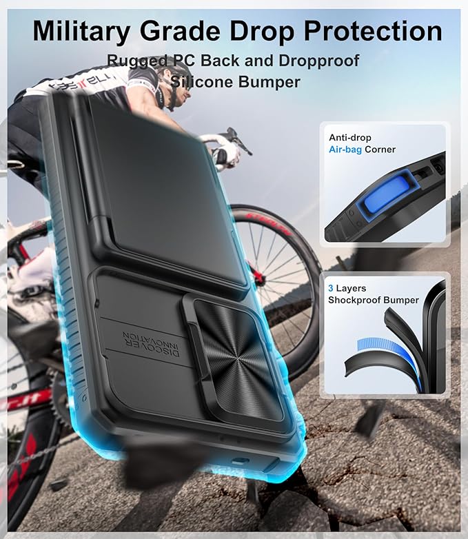 for Samsung Galaxy S25 Ultra Case Wallet, Card Holder (4-5 Cards), RFID Block, Slide Camera Cover, Military Grade Shockproof, Rugged Heavy Duty Men Women Phone Case for Samsung S25 Ultra, Black