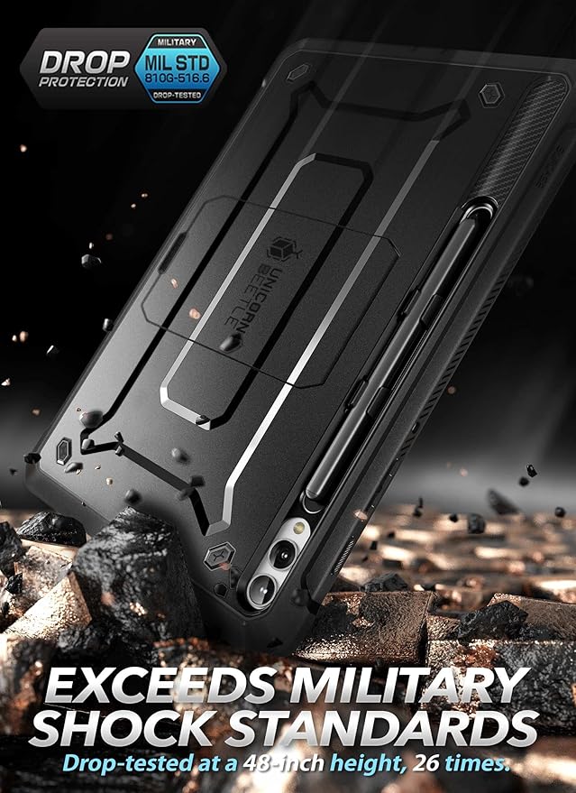 SUPCASE for Samsung Galaxy Tab S10 Plus 12.4 Inch (2024) Case with Stand, [Unicorn Beetle Pro] [Built-in Screen Protector & S Pen Holder] Rugged Protective Tablet Cover for Galaxy Tab S9 Plus, Black