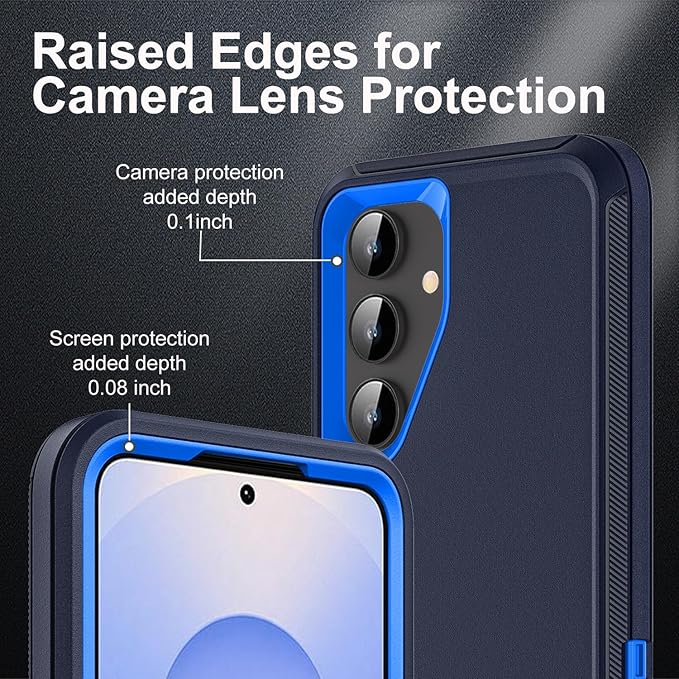 for Samsung Galaxy S25 Case, ONLY, [NOT FIT Galaxy S25 Edge/S25 Plus/S25 Ultra], Military Grade Case with 2Pcs Tempered Glass Screen Protector & 1Pcs Camera Lens Protector (Navy Blue)