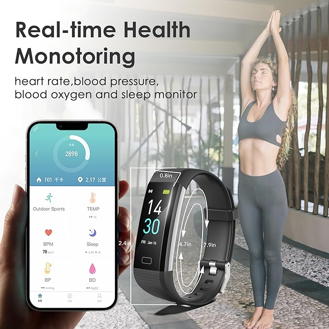 threesheep Fitness Tracker for Men and Women,Fitness Watch Waterproof with Activity Tracker and Sleep Monitor,Smart Watch for Android and iOS Phones(Black)……