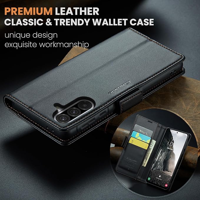 for Samsung Galaxy A56 5G Case, Premium PU Leather Wallet Case Flip Cover with [RFID Blocking][Card Holder][Stand Function] Shockproof Protective for Samsung Galaxy A56, Black