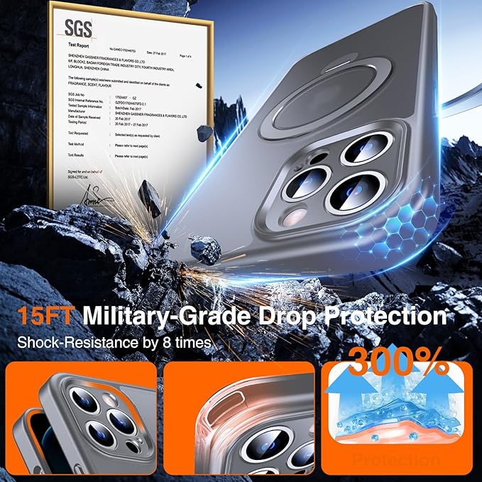 360° O-Ring MagStander for iPhone 12 Pro Max Case with Magnetic Kickstand Ring Holder [Compatible with MagSafe][360°Rotate Stand][Military Shockproof] iPhone 12 Pro Max Phone Cover Grey